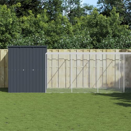 prissent Hühnerstall mit Laufbereich Anthrazit 165 x 1271 x 181 cm Stahl verzinkt Hühnerstall für Hühner Outdoor Hühnerkäfig Kaninchenhaus für Tiere sicheres und komfortables Netzdesign von prissent