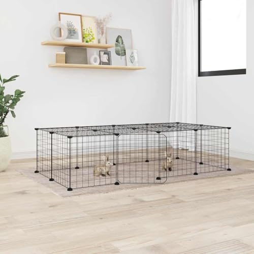 prissent Käfig für Haustiere, 20 Paneele mit schwarzer Tür, 35 x 35 cm, Stahl, Kaninchengehege für Hunde, Katzenzaun, zur Selbstmontage, für den Innen- und Außenbereich prissent Käfig für Haustiere, 20 Paneele mit schwarzer Tür, 35 x 35 cm, Stahl, Kaninchengehege für Hunde, Katzenzaun, zur Selbstmontage, für den Innen- und Außenbereich von prissent