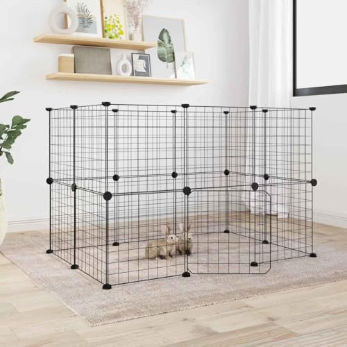prissent Käfig für Haustiere, 20 Paneele mit schwarzer Tür, 35 x 35 cm, Stahl, Kaninchengehege für Hunde, Katzenzaun für Haustiere, geräumiger Käfig zur Selbstmontage prissent Käfig für Haustiere, 20 Paneele mit schwarzer Tür, 35 x 35 cm, Stahl, Kaninchengehege für Hunde, Katzenzaun für Haustiere, geräumiger Käfig zur Selbstmontage von prissent