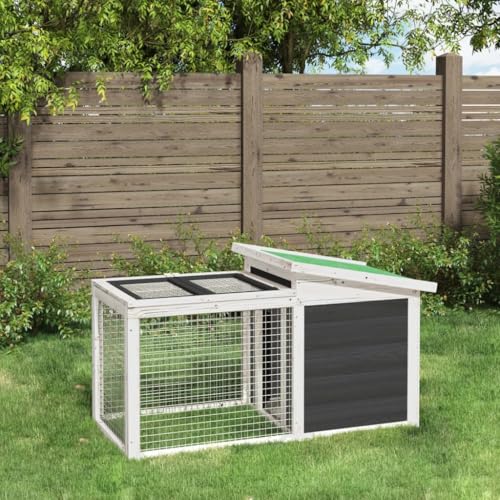 prissent Kaninchenstall Grau 100,5 x 54 x 55 cm aus massivem Kiefernholz Kaninchenstall für den Außenbereich Kaninchenstall Kaninchenhütte Kaninchenhütte Outdoor sicher und bequem von prissent