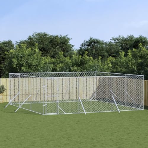 prissent Vielseitige Hundehütte für den Außenbereich, Silber, großer Hundekäfig für Hunde, für Hunde, Hundehütte im Freien, Käfig für Hunde, für den Außenbereich, 6 x 6 x 2 m prissent Vielseitige Hundehütte für den Außenbereich, Silber, großer Hundekäfig für Hunde, für Hunde, Hundehütte im Freien, Käfig für Hunde, für den Außenbereich, 6 x 6 x 2 m von prissent