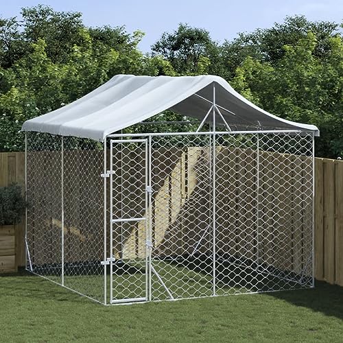 prissent Vielseitige Hundehütte für den Außenbereich, silbernes Dach, großer Hundekäfig für Hunde, Kennel aus Stahl, für den Außenbereich, Käfig für Hunde, aus Stahl, mobil für Hunde, 3 x 3 x 2,5 m prissent Vielseitige Hundehütte für den Außenbereich, silbernes Dach, großer Hundekäfig für Hunde, Kennel aus Stahl, für den Außenbereich, Käfig für Hunde, aus Stahl, mobil für Hunde, 3 x 3 x 2,5 m von prissent
