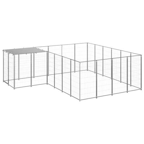 prissent Vielseitiger Hundekäfig Großer Hundekäfig für Hunde Mobile für Hunde Käfig Stahl Hundehütte mit Dach Zwinger für den Außenbereich Silber und Grau Silber 330 x 330 x 110 cm prissent Vielseitiger Hundekäfig Großer Hundekäfig für Hunde Mobile für Hunde Käfig Stahl Hundehütte mit Dach Zwinger für den Außenbereich Silber und Grau Silber 330 x 330 x 110 cm von prissent