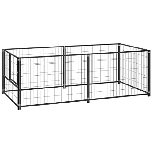 prissent Vielseitiger Hundekäfig Schwarz Hundegehege Outdoor Hundekäfig Groß Kennel für Hund Kennel Hund Medium Mobile für Hunde Kennel Stahl Zwinger für den Außenbereich 200 x 100 x 70 cm von prissent