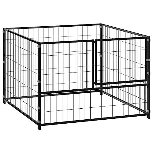 prissent Vielseitiger Hundekäfig Schwarz Zwinger für den Außenbereich Hundegehege Outdoor Hundekäfig Groß Kennel für Hund Kennel Hund Mittel Mobile für Hunde Kennel Stahl 100 x 100 x 70 cm von prissent