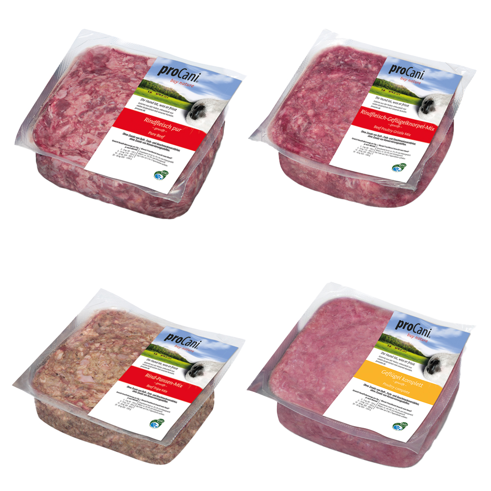 proCani BARF-Paket Rind & Geflügel - 28 x 500 g von proCani