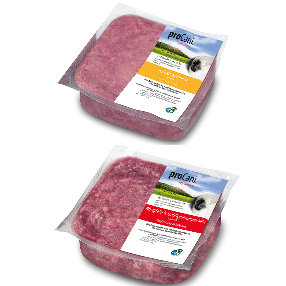 proCani BARF-Paket pur Kalziumreich mit Rind & Geflügel - 22 x 500 g proCani BARF-Paket pur Kalziumreich mit Rind & Geflügel - 22 x 500 g von proCani