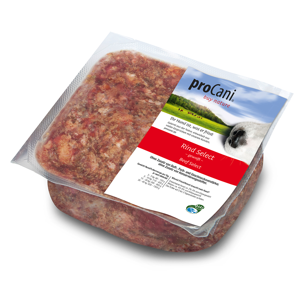 proCani BARF Rind Select mit 10% Obst & Gemüse - 48 x 500 g von proCani