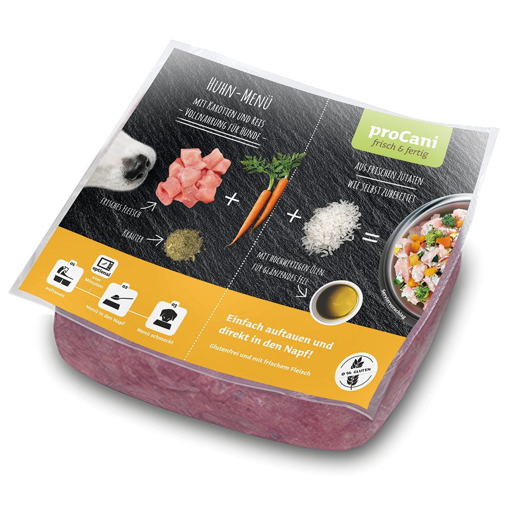 proCani Frisch & Fertig Huhn Menü - 28 x 500 g proCani Frisch & Fertig Huhn Menü - 28 x 500 g von proCani