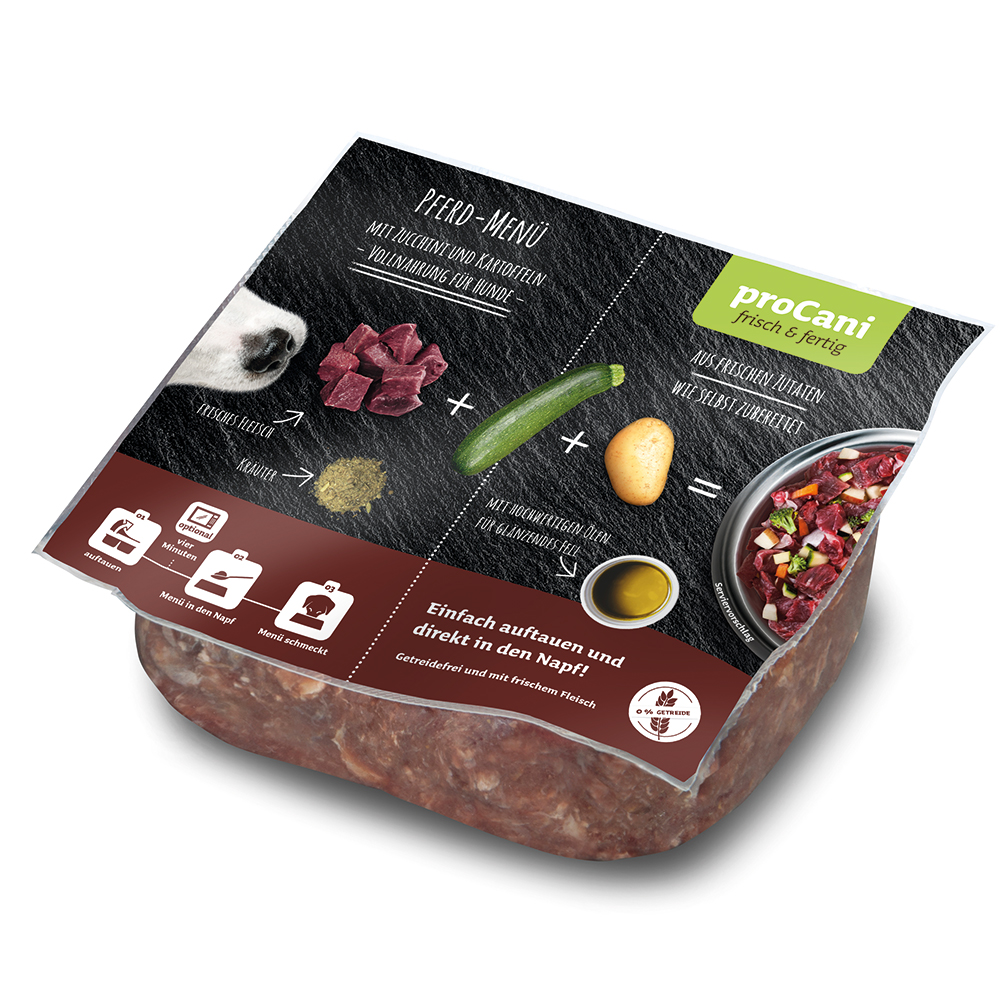 proCani Frisch & Fertig Pferd Menü - 28 x 500 g proCani Frisch & Fertig Pferd Menü - 28 x 500 g von proCani