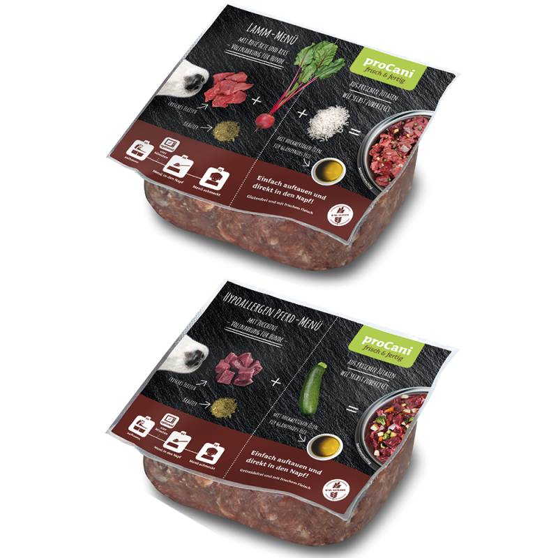 proCani Hypoallergen Menü Paket Lamm & Pferd - 22 x 500 g (2 Sorten, Block) von proCani