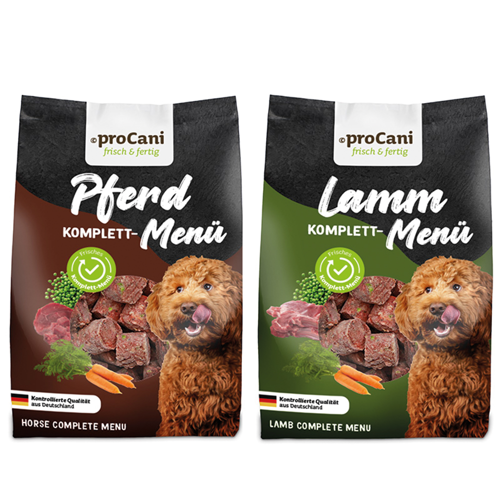 proCani Hypoallergen Menü Paket Lamm & Pferd - 8 x 750 g (2 Sorten, Nuggets) von proCani