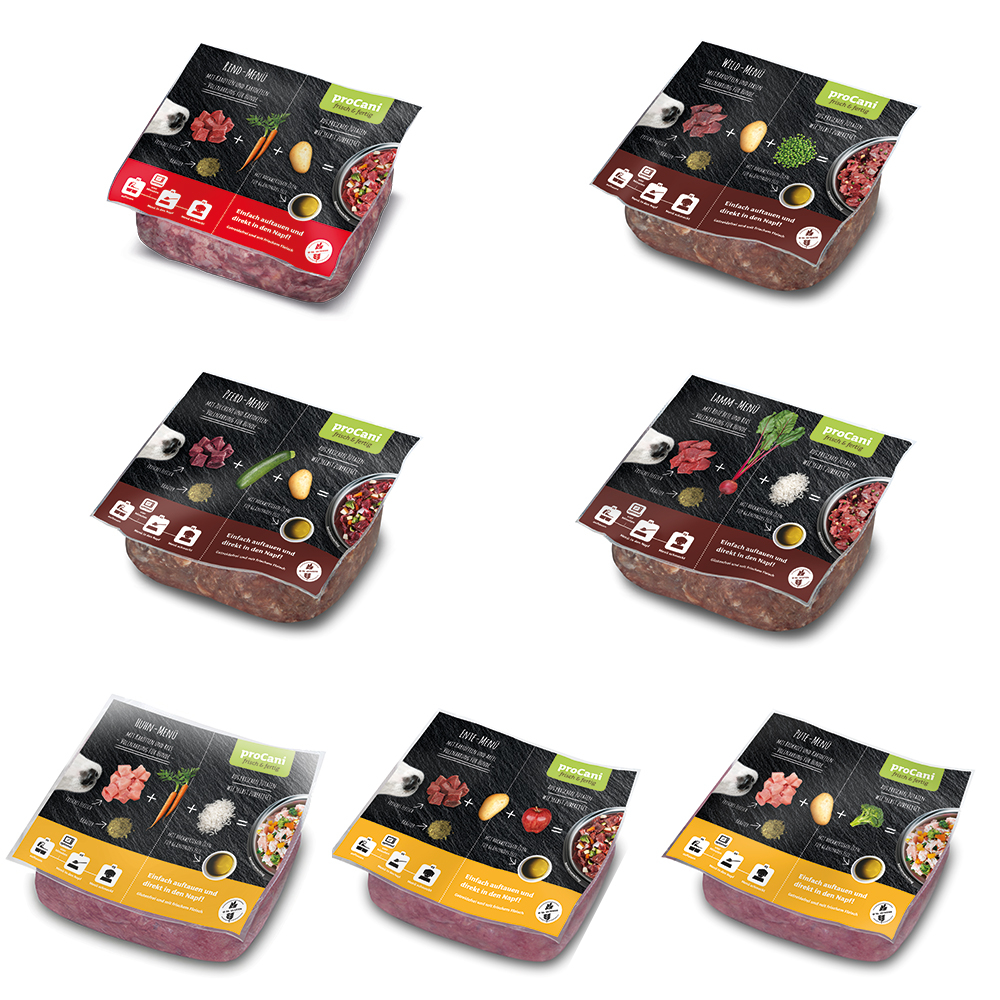 proCani Menü Paket 7 Geschmäcker - 22 x 500 g von proCani