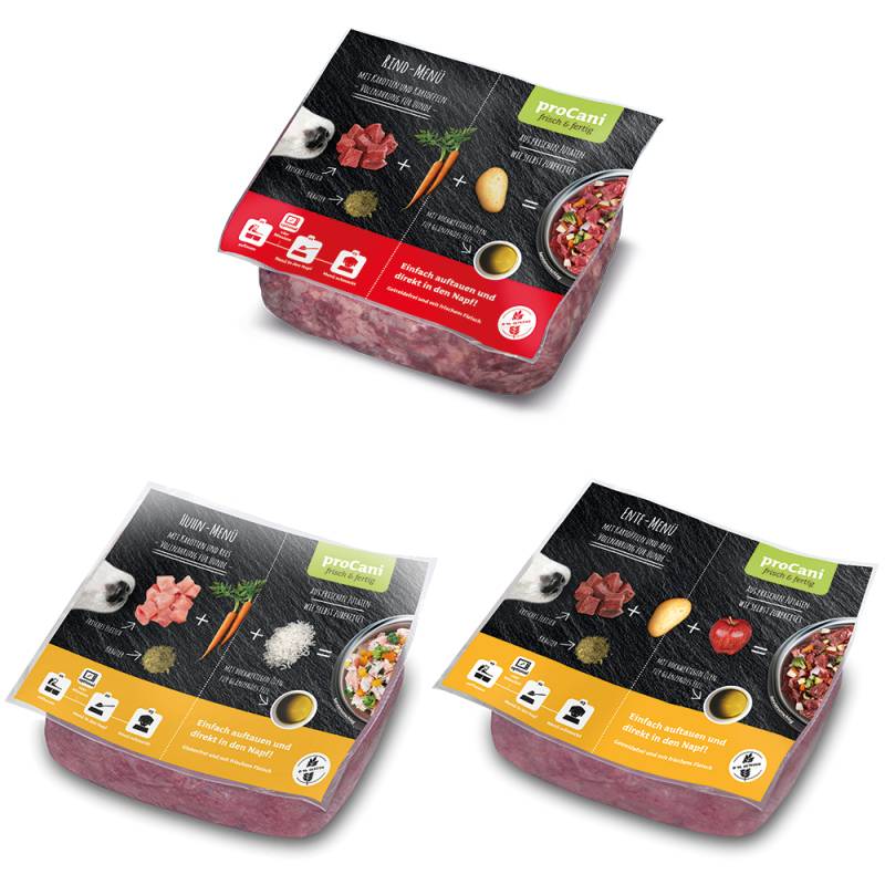 proCani Menü Paket Rind & Geflügel - 50 x 500 g von proCani