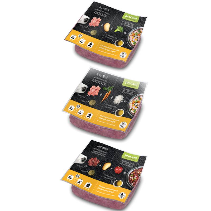 proCani frisch & fertig Geflügel Paket - 50 x 500 g (3 Sorten) von proCani