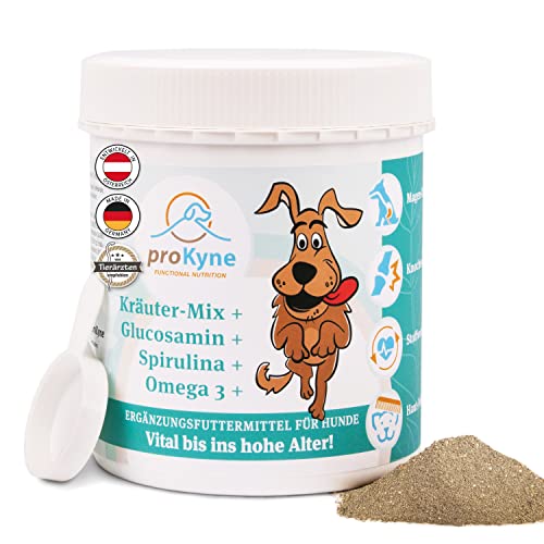 proKyne FUNCTIONAL NUTRITION 450g Pulver Nahrungsergänzungsmittel für Hund | Multivitamine für Hunde | für Hunde Leckerlis | Hunde Zubehör | Immunsystem stärken Gelenke Hund Vitamin E | Leckerli Hund von proKyne FUNCTIONAL NUTRITION