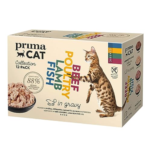 PrimaCat - Classic Complete Nassfutter für Katzen, Multipack Katzenfutter in Bratensoße, 12er Packung à 85g von PrimaCat