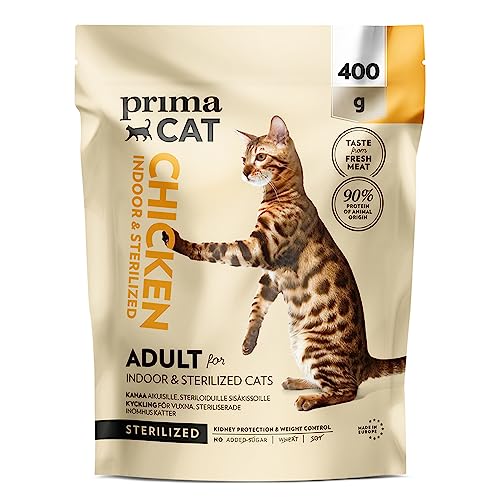 PrimaCat - Alleintrockenfutter für Katzen mit Hähnchengeschmack, für sterilisierte/kastrierte Hauskatzen, 400 g von PrimaCat