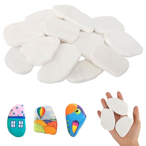 15 Stück Steine zum Bemalen, 5-8 cm Glatte Große Kieselsteine, Flache Kieselsteine zum Basteln Weiße Kies Dekosteine Strand Kiesel Garten Kieselsteine für Bunte Malerei Dekoration von prota