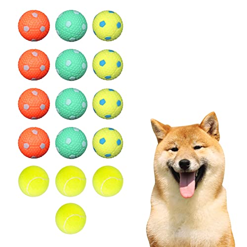 ptlsy Hunde-Gummibälle, 16 Stück, Mini-Tennisbälle für kleine, mittelgroße Hunde, zum Apportieren (5,1 cm) von ptlsy