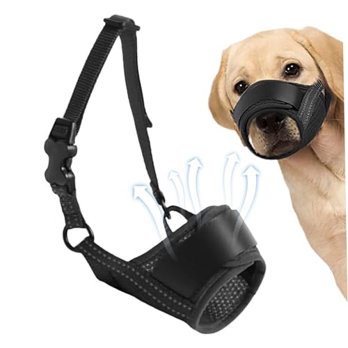 Hunde Mundgeräte, um beißende und bellen atmungsaktive Netzhundmundabdeckung mit ordnungslosen Reflexionsstreifen Anti -beißende Hunde Mundmaske für kleine mittelgroße Hunde MMuzzle von ptumcial
