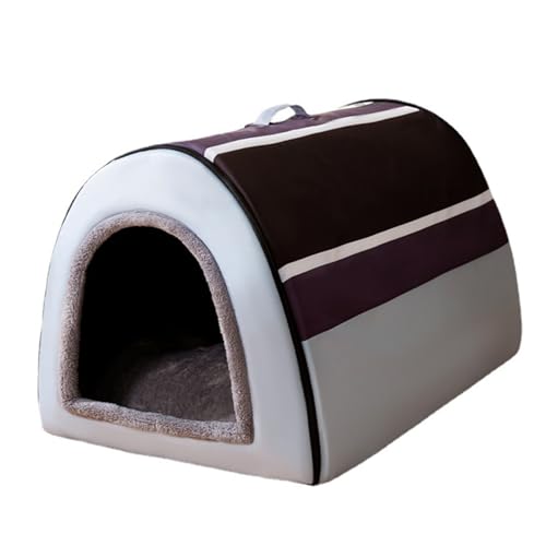 Hundehütte für den Innenbereich, 2-in-1, abnehmbares Hunde-Iglu-Bett, waschbar, gemütliches Hundehöhlenbett mit Griff, faltbar, rutschfest, warm, Hundezeltbett für Hunde bis 5 kg von ptumcial