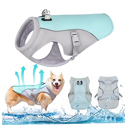 ptumcial Hundekühlung Weste Sommer Hundekühlung Mantel Atmungsaktives Mesh Verstellbares Schnellkühlmantel für Hund mit reflektierenden Streifen XL Kostümen von ptumcial