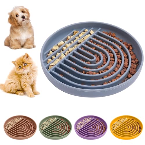 Slow Feeder Hunde- und Katzennapf | Modernes Silikonpuzzle in Lebensmittelqualität, BPA-freie Schüssel- und Leckmatte | Hören Sie auf zu Schlucken und zu würgen | rutschfest und spülmaschinenfest von pucho