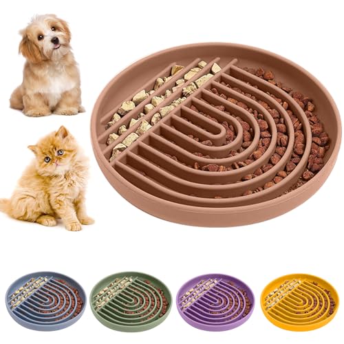 Slow Feeder Hunde- und Katzennapf | Modernes Silikonpuzzle in Lebensmittelqualität, BPA-freie Schüssel- und Leckmatte | Hören Sie auf zu Schlucken und zu würgen | rutschfest und spülmaschinenfest von pucho