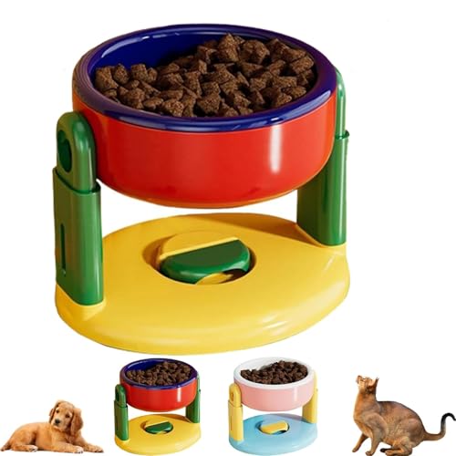 Anhebbarer Saugnapf-Haustiernapf, verstellbare Höhe, Futter- und Wassernapf für Katze, Hund, rutschfest, erhöhte Höhe, Edelstahl-Futterspender für kleine, mittelgroße und große Haustiere, leicht zu von pulunto