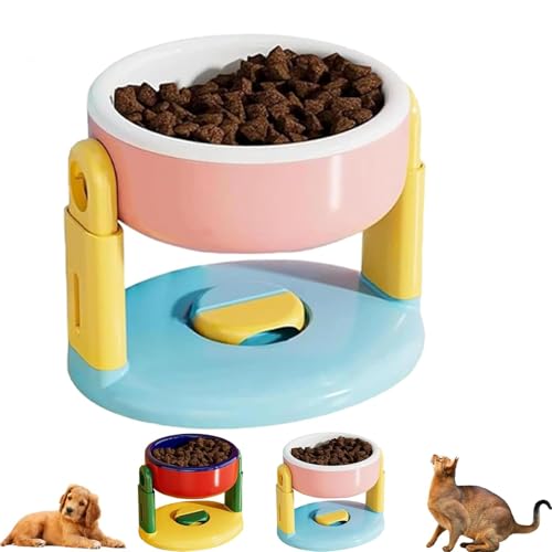 Anhebbarer Saugnapf-Haustiernapf, verstellbare Höhe, Futter- und Wassernapf für Katze, Hund, rutschfest, erhöhte Höhe, Edelstahl-Futterspender für kleine, mittelgroße und große Haustiere, leicht zu von pulunto