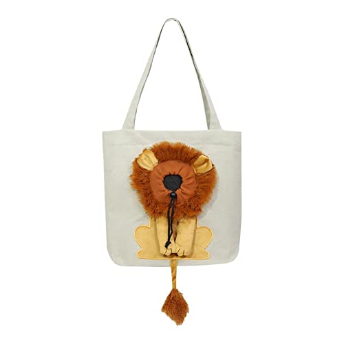 pulunto Gemütliche bequeme Haustier-Tragetasche, niedliches Löwen-Design, tragbar, atmungsaktiv, Tragetasche, kleine Hunde-Handtasche mit Sicherheitsreißverschlüssen für Ausflüge und Reisen von pulunto