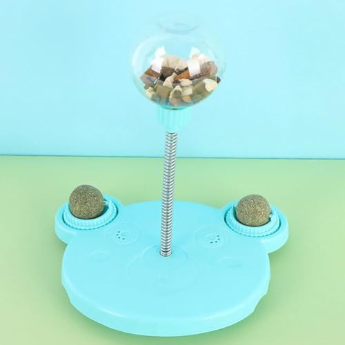 pulunto Katzen-Leckerli-Spender, Spielzeug, niedliche Bärenform, auslaufende Futterkugeln, Track-Futterspender mit Feder, Kunststoff-Katzen-Leckerli-Spender, interaktives Haustierspielzeug für von pulunto