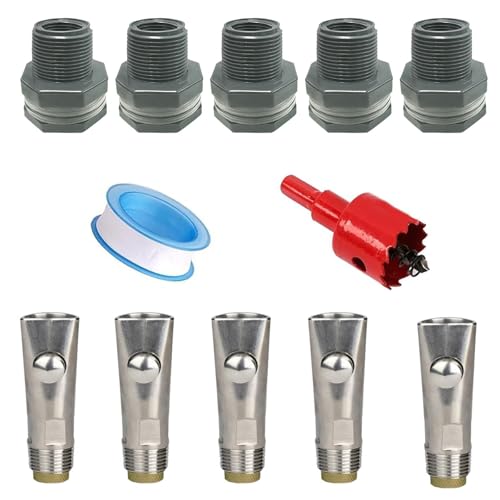 5 x Schweine-Nippel-Wassertrinker für Ferkel, saubere Wasserversorgung mit Bohrer, für Nutztierfarmen, effiziente Bewässerung, einfache Installation, Bewässerung von pumpumlia