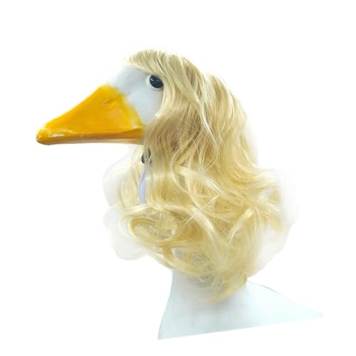 pumpumlia Perücke mit blonden Gänsen, lockiges Haar, Dekoration für Versammlungen, Shows, Stoff, Haustier-Kostüm-Perücken von pumpumlia