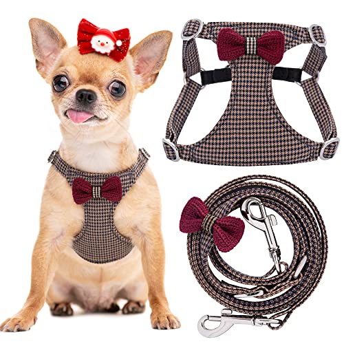 Hundegeschirr mit Multifunktions-Hundeleine, weich, verstellbar, kein Würgen, ausbruchsicher, Haustiergeschirr, gestrickt, braun, XXS Hundegeschirr mit Multifunktions-Hundeleine, weich, verstellbar, kein Würgen, ausbruchsicher, Haustiergeschirr, gestrickt, braun, XXS von puppytie