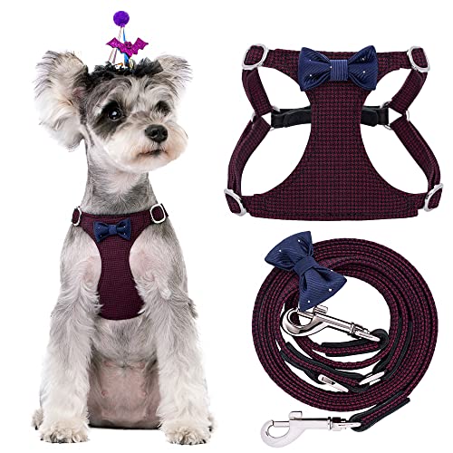 Puppytie Hundegeschirr mit multifunktionaler Hundeleine, leicht, weich, verstellbar, kein Würgen, ausbruchsicher, Haustiergeschirr, Weste, kariert, tiefrot, Größe S Puppytie Hundegeschirr mit multifunktionaler Hundeleine, leicht, weich, verstellbar, kein Würgen, ausbruchsicher, Haustiergeschirr, Weste, kariert, tiefrot, Größe S von puppytie