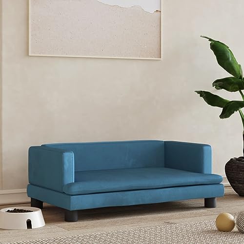 puraday Hundebett Blau 80x45x30 cm Samt katzensofa Hundesofa Katzenbett Dog Bed Cat Bed Bequeme Haustierbett Stilvolles Design Kann Im Wohnzimmer Oder Schlafzimmer Platziert Werden von puraday