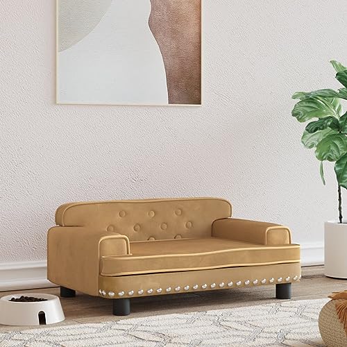 puraday Hundebett Braun 70x45x30 cm Samt Hundesofa Hundebetten Katzenbett Bequeme Haustierbett Katzensofa Stilvolles Design Kann Im Wohnzimmer Oder Schlafzimmer Platziert Werden von puraday