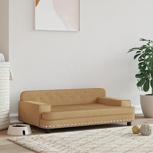 puraday Hundebett Braun 90x53x30 cm Samt katzensofa Hundesofa Katzenbett Dog Bed Cat Bed Bequeme Haustierbett Stilvolles Design Kann Im Wohnzimmer Oder Schlafzimmer Platziert Werden von puraday