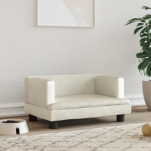 puraday Hundebett Creme 60x40x30 cm Samt katzensofa Hundesofa Katzenbett Dog Bed Cat Bed Bequeme Haustierbett Stilvolles Design Kann Im Wohnzimmer Oder Schlafzimmer Platziert Werden von puraday