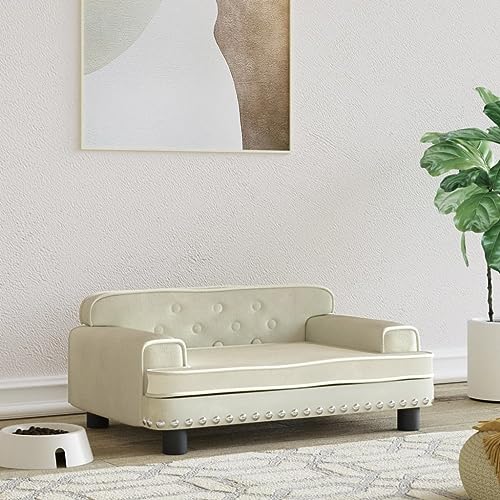 puraday Hundebett Creme 70x45x30 cm Samt Hundesofa Hundebetten Katzenbett Bequeme Haustierbett Katzensofa Stilvolles Design Kann Im Wohnzimmer Oder Schlafzimmer Platziert Werden von puraday