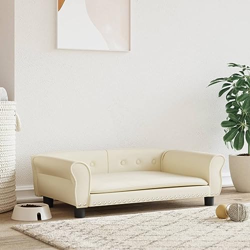 puraday Hundebett Creme 95x55x30 cm Kunstleder Hundesofa katzensofa Katzenbett Dog Bed Cat Bed Bequeme Haustierbett Hundebett Kunstleder Im Wohnzimmer Oder Schlafzimmer Platziert Stilvolles Design von puraday