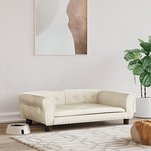 puraday Hundebett Creme 95x55x30 cm Samt Hundesofa katzensofa Katzenbett Dog Bed Cat Bed Bequeme Haustierbett Hundebett Samt Kann Im Wohnzimmer Oder Schlafzimmer Platziert Werden Stilvolles Design von puraday
