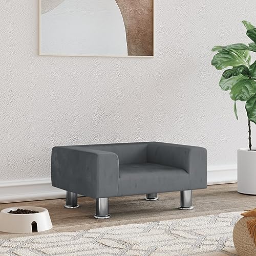 puraday Hundebett Dunkelgrau 50x40x26,5 cm Samt Hundesofa Hundebetten Katzenbett Bequeme Haustierbett Katzensofa Stilvolles Design Kann Im Wohnzimmer Oder Schlafzimmer Platziert Werden von puraday