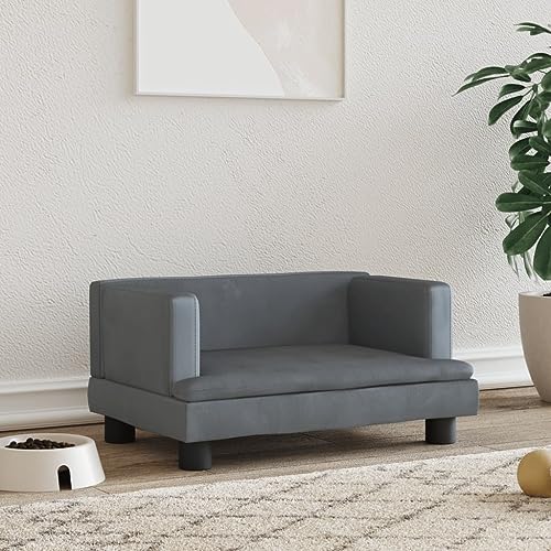 puraday Hundebett Dunkelgrau 60x40x30 cm Samt katzensofa Hundesofa Katzenbett Dog Bed Cat Bed Bequeme Haustierbett Stilvolles Design Kann Im Wohnzimmer Oder Schlafzimmer Platziert Werden von puraday