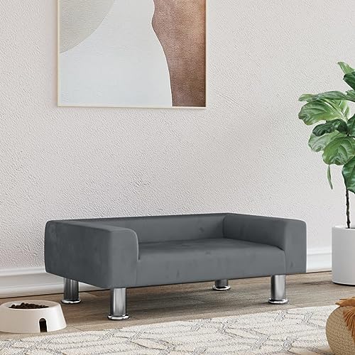 puraday Hundebett Dunkelgrau 70x45x26,5 cm Samt Hundesofa Hundebetten Katzenbett Bequeme Haustierbett Katzensofa Stilvolles Design Kann Im Wohnzimmer Oder Schlafzimmer Platziert Werden von puraday