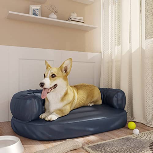 puraday Hundebett Ergonomisch Schaumstoff Dunkelblau 60x42cm Kunstleder Hundesofa katzensofa Katzenbett Dog Bed Cat Bed Bequeme Haustierbett Hundebett Kunstleder Geeignet für den Innenbereich von puraday