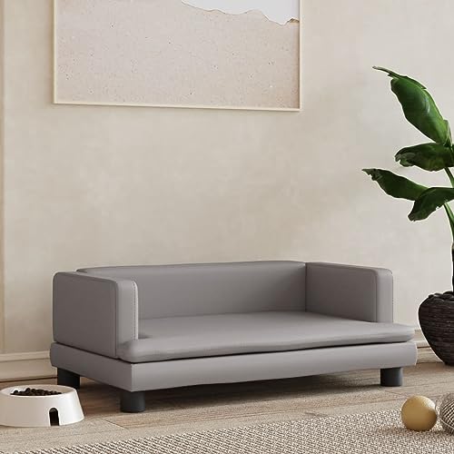 puraday Hundebett Grau 80x45x30 cm Kunstleder katzensofa Hundesofa Katzenbett Dog Bed Cat Bed Bequeme Haustierbett Stilvolles Design Kann Im Wohnzimmer Oder Schlafzimmer Platziert Werden von puraday