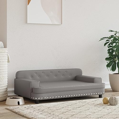 puraday Hundebett Grau 90x53x30 cm Kunstleder katzensofa Hundesofa Katzenbett Dog Bed Cat Bed Bequeme Haustierbett Stilvolles Design Kann Im Wohnzimmer Oder Schlafzimmer Platziert Werden von puraday